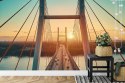 Fototapeta Beautiful Panoramic Aerial Drone View To Cable-Stayed Siekierkowski Bridge Over The Vistula River And Warsaw City Sky