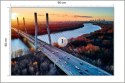 Fototapeta Beautiful Panoramic Aerial Drone View To Cable-Stayed Siekierkowski Bridge Over The Vistula River And Warsaw City Sky