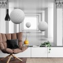 Fototapeta 3D Mural Digital Silver Tunnel With Sphere And Columns .
Modern Rendering Gray Interior Wallpaper