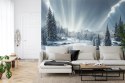 Fototapeta Beautiful Winter Landscape. Majestic White Spruces Glowing By Sunlight. Picturesque And Gorgeous Wintry Scene.