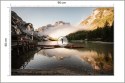 Fototapeta Boats On The Braies Lake, Pragser Wildsee In Dolomites Mountains, Sudtirol, Italy Dolomite.