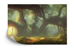 Fototapeta Amazing Fantastic Curved Forest. Forest Landscape Of Trees In The Rays Of The Sun. 3D