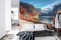 Fototapeta Beautiful Landscape Mountain Forest Lake. Amazing Autumn View Of Grundlsee Alpine Lake. Great Autumn Background For D