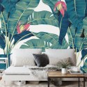 Fototapeta Botanical Seamless Pattern, Hand Drawn Banana Tree On Bright Grey