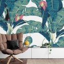 Fototapeta Botanical Seamless Pattern, Hand Drawn Banana Tree On Bright Grey