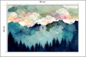 Fototapeta Forest Silhouette Background. Watercolor Painting Of A Spruce Forest