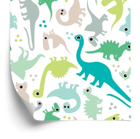 Tapeta W Kolorowe Dinozaury, Kropki, Pokój Chłopca