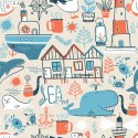 Tapeta Dla Dzieci - Morskie Zwierzęta - Styl Skandynawski