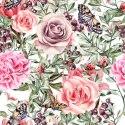Tapeta Kolorowe Róże I Peonie-Akwarela