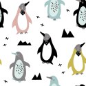 Tapeta Dla Dzieci - Kolorowe Pingwinki W Stylu Skandynawskim