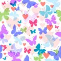 Tapeta W Kolorowe Motyle, Serca, Pokój Dziecięcy