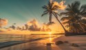 Obraz Wieloczęściowy Zachód Słońca Na Plaży Dominikany