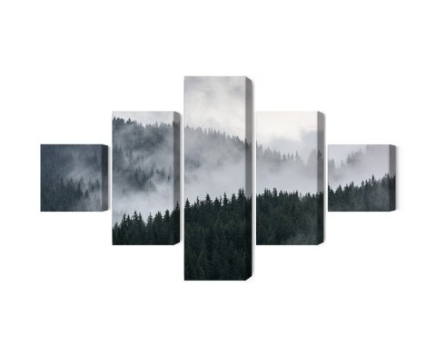 Obraz Wieloczęściowy Mglisty Krajobraz Leśny 3D