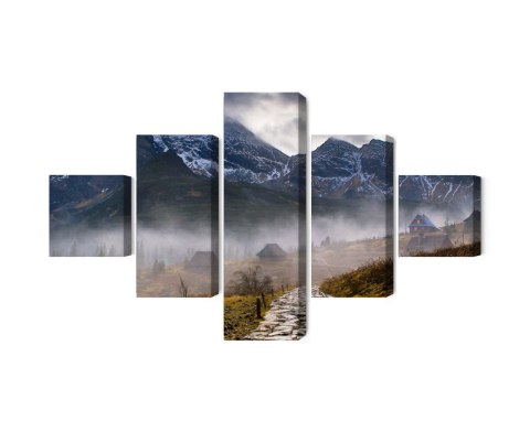 Obraz Wieloczęściowy Mglisty Krajobraz Z Halą Gąsienicową W Tatrach